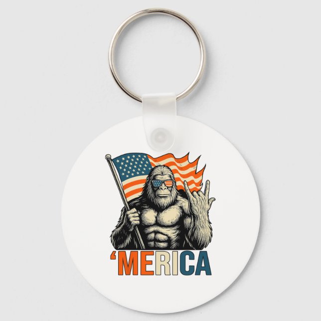 ‘merica Gorilla Flag Sungles Funny Patriotic  Keychain (Front)