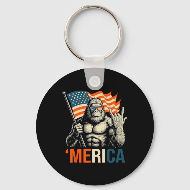 ‘merica Gorilla Flag Sungles Funny Patriotic  Keychain (Front)