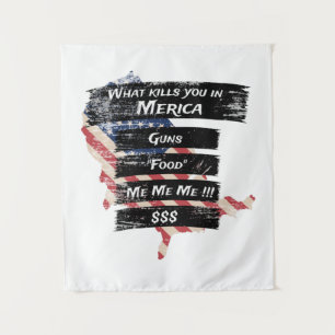 Merica Humour America USA Funny Patriotism Tapestry