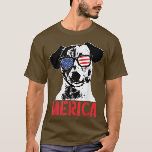Merica Jack Russell Terrier US Flag Sunglasses 4th T-Shirt