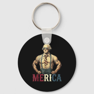 Merica jacked founding father patriotic usa 4th of keychain