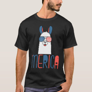 Merica Lama Alpaka Independence Day 4th of July T-Shirt
