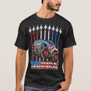 Merica Monster Truck Patriotic American Flag July  T-Shirt