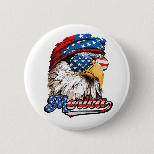 Merica Mullet Eagle, 4th of July, Independence day 2 Inch Round Button