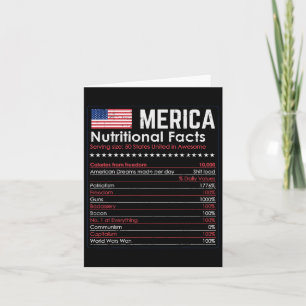 Merica Nutrition Fact Funny America 4th Of July Pa Card