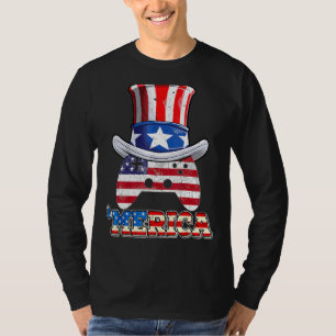 Merica Patriotic American 4th Of July Video Gamer  T-Shirt