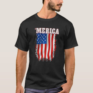 Merica  Patriotic Distressed American Flag T-Shirt