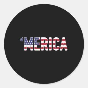 Merica - Patriotic Flag Usa United States America Classic Round Sticker