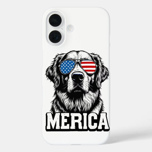 Merica - Patriotic Golden Retriever Case-Mate iPhone Case (Back)