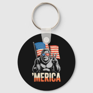merica patriotic gorilla return to monkey meme  keychain