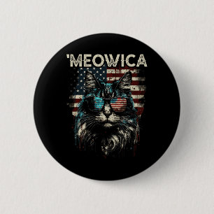 Merica Patriotic Maine Coon Cat 2 Inch Round Button