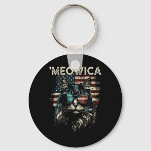 Merica Patriotic Maine Coon Cat Keychain