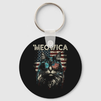 Merica Patriotic Maine Coon Cat Keychain