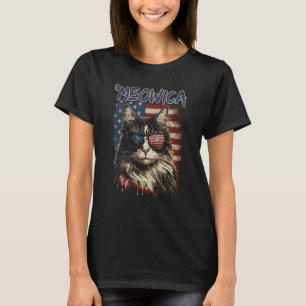 Merica Patriotic Maine Coon Cat Meowica 4th of Jul T-Shirt