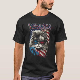 Merica Patriotic Persian Cat Meowica 4th of July C T-Shirt