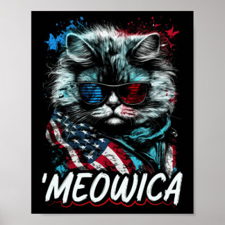 Merica Patriotic Persian Cat Poster