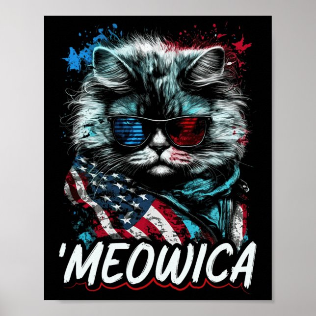 Merica Patriotic Persian Cat  Poster (Front)