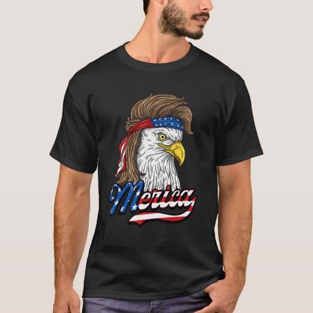 Merica  Patriotic Usa Eagle Of Freedom  4th Of Jul T-Shirt (Front)