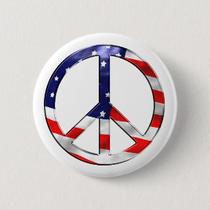merica peace sign 2 inch round button