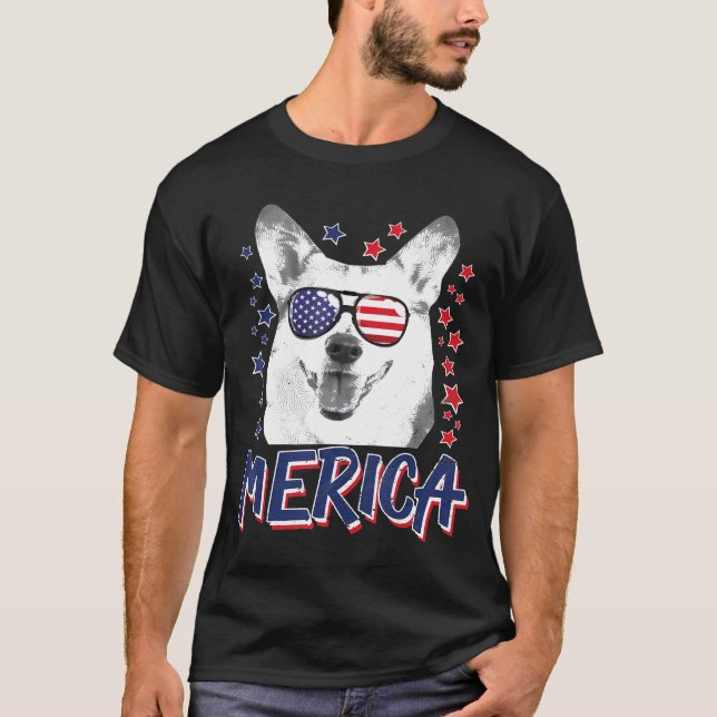 Merica Pembroke Welsh Corgi Dog 4th Of July Usa T-Shirt (Front)
