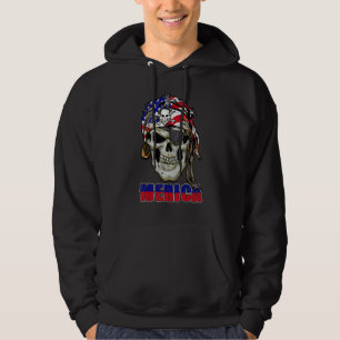 Merica Pirate Skull Usa Flag 4th Of July Patriotic Hoodie