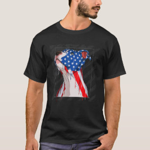 Merica Pit Bull Dog 4th Of July American Flag T-Shirt