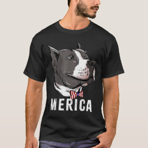 Merica Pitbull-Patriotic Amp Fourth Of July Pit Bu T-Shirt