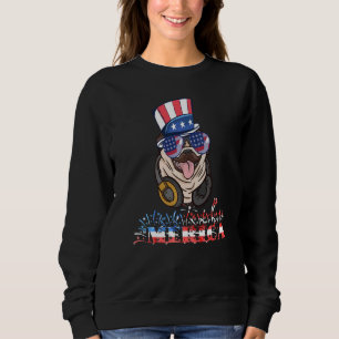 Merica Pug Dog 4th Dj Music Of July American Flag Sweatshirt