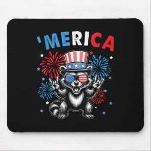 Merica Racoon 4th Of July Independence Day America Mouse Pad