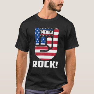 Merica Rock American Flag Patriotic 4Th Of July T-Shirt