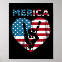 Merica Rock Sign 4th Of July American Flag Usa Men