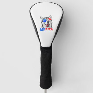 Merica Siberian Husky Dog American Flag 4th Of Jul Golf Head Cover
