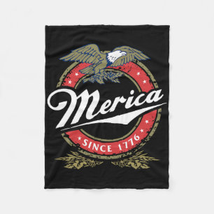 Merica Since 17761 American Byld Eagle Mullet Star Fleece Blanket