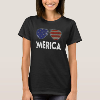 Merica Sunglasses 4th Of July Boys Girls Men Women T-Shirt