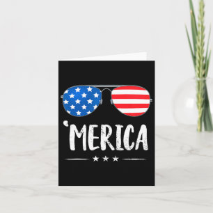 Merica Sungles 4th Of July Boys Girls Usa Flag Pat Card