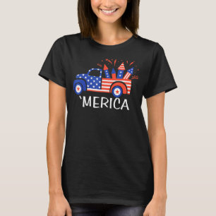 Merica Truck 4th Of July Red White Blue Patriotic  T-Shirt