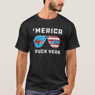 Merica Truck Yeah 4th of July American Flag Muric T-Shirt