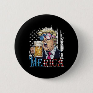 Merica Trump 4th Of July Funny Drinking Beer Men W 2 Inch Round Button