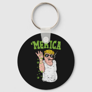 Merica Trump Bae Smoking Weed Funny Stoner Gift  Keychain