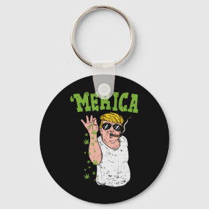 Merica Trump Bae Smoking Weed Funny Stoner Gift  Keychain