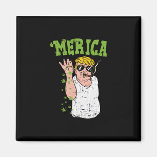 Merica Trump E Smoking Weed Funny Stoner Gift  Magnet