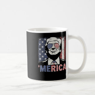 Merica Trump Happy 4th Of July Trump American Flag Coffee Mug