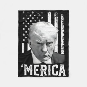Merica Trump Happy 4th Of July Trump American Flag Fleece Blanket