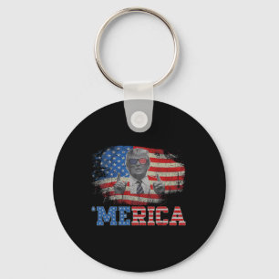 Merica Trump Happy 4th Of July Trump American Flag Keychain
