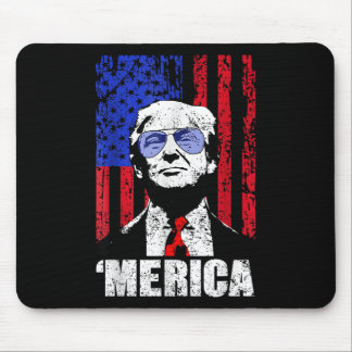 Merica Trump Happy 4th Of July Trump American Flag Mouse Pad