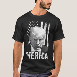 Merica Trump Happy 4th Of July Trump American Flag T-Shirt