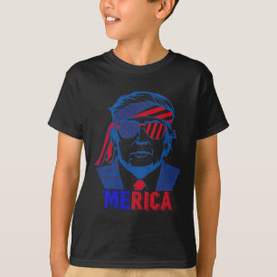 Merica Trump Happy 4th Of July Trump American Flag T-Shirt