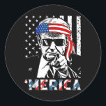Merica Trump Happy 4th Of July Usa Patriotic Men W Classic Round Sticker<br><div class="desc">Merica Trump Happy 4th Of July Usa Patriotic Men Women Kids</div>