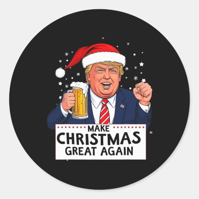 Merica Trump Make Christmas Great Again  Classic Round Sticker (Front)