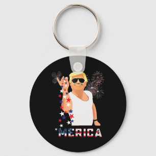 Merica Trump Outfits Don Drunk Donald Drunk 4th of Keychain